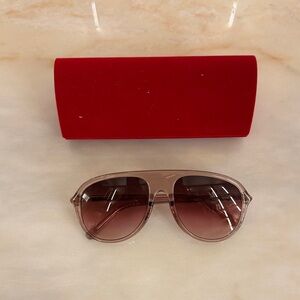 New Quay pinkish Brown aviator Sunglasses with Red Case